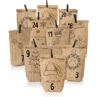 Nordstern befüllbarer Adventskalender Set mit 24 Tüten, Mini Klammern und Zahlen Aufklebern, zum Basteln für Kinder, Frau und Mann