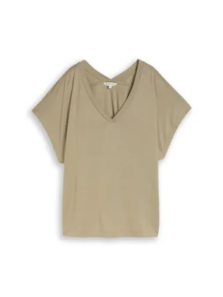 Tom Tailor - T-Shirt mit V-Ausschnitt grün - Gr. - M