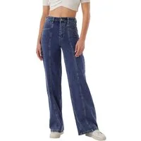 Ital-Design Dad-Jeans Damen Freizeit (91279946) Used-Look Stretch High Waist Jeans in Blau