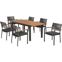 MERXX Garten-Essgruppe Parella, (Set, 13-tlg), inkl. 6 Stapelsessel, 6 Auflagen, 1 Ausziehtisch
