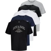Jack & Jones Print-Shirt Bedrucktes T-Shirt aus Baumwolle (5er-Pack)