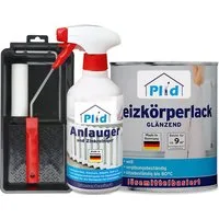 plid Heizkörperlack Premium Heizkörperlack LH Thermolack weiß Glänzend Set, Schnelltrocknend, verarbeitungsfertig