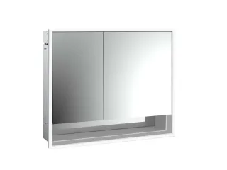 emco LED-Lichtspiegelschrank Loft mit Unterfach Unterputz, 800 mm, breite Tür rechts Rückwand weiß 979806209