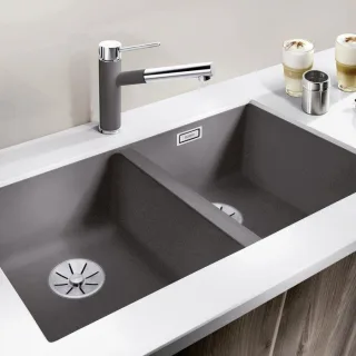 Blanco Subline 350/350-u Spüle 523575 75,5x46cm, PuraDur felsgrau, für Unterbau
