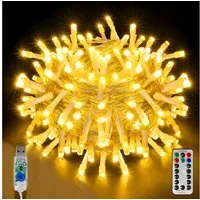 Ollny LED-Lichterkette, 100-flammig, 4-in-1 Farbmodi,11 Modi,USB-betrieben,wasserdicht,energieeffizient