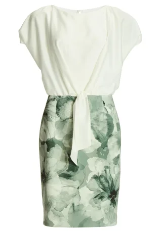 SWING - Etuikleid aus floral bedrucktem Scuba und Satin Top deep slate/multi - Gr. - 36