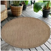 Teppium Outdoorteppich Unicolor - Einfarbig, Rund, Höhe: 5 mm, Teppich Wetterfest Balkon Küchenteppich Flachgewebe Sisaloptik