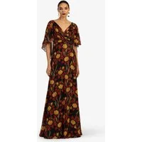 Kraimod Abendkleid mit floralem Print und Volantärmeln