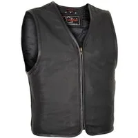 MDM Motorradweste Herren Biker Lederweste Clubstyle Nahtlos, MC Kutte aus Rindsleder (Einzelartikel, Herren Lederkutte, Bikerweste MC, Clubstyle)