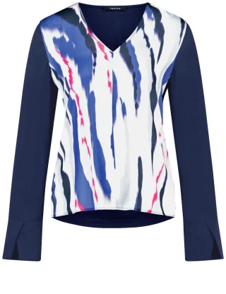 TAIFUN - Blusenshirt mit V-Ausschnitt blau - Gr. - 38