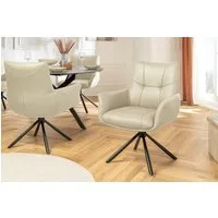 riess-ambiente Drehstuhl SIGNATURE beige /schwarz - Echtleder, Metall, 360° drehbar, Federkern (Einzelartikel, 1 St), Armlehnen-Polsterstuhl - ideal für Wohn-, Arbeits-, Esszimmer & Büro