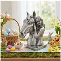 Ambiente Haus Tierfigur Pferdekopf mit Mädchen 32cm (1 St)