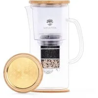 Lotus Vita Wasserfilter Glaskanne Enya mit Bambusdeckel 1,4L
