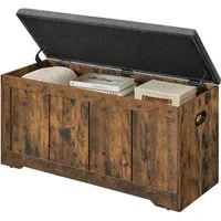 VASAGLE Schuhbank Truhe mit Deckel, Truhenbank mit Stauraum, für Flur, Schlafzimmer, 2 Sicherheitsscharniere, Landhausstil, Wohnzimmer, 41 x 101 x 49 cm