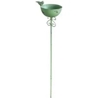 Deko-Impression Vogeltränke Vogeltränke auf Stab Futterstelle Gartenstab Gartenstecker Eisen grün