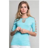 Passioni Strickpullover mit Strasssteinen
