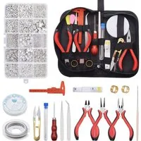 LuxusKollektion Schmuckset Schmuckherstellung Set 14tlg. mit 1300 pcs Zubehör Zange Werkzeuge