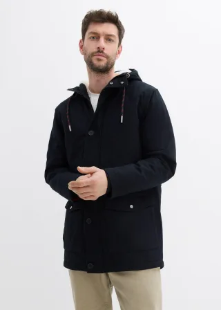 bonprix Winter-Parka mit Teddy-Kapuze, schwarz, Gr.50, Schöner Winter-Parka mit Teddyfutter in der Kapuze, aus 100% Baumwolle