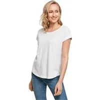 urbandreamz T-Shirt Damen Kurzarm Rundhals Long Slub Shirt hinten lang geschnitten