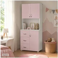 HTI-Living Kinderkleiderschrank Kinderzimmerschrank Rosa Weiß (1 Stück, 1-St., 1 Schrank) Kleiderschrank Bücherregal 6 Regalfächer 3 Schubladen