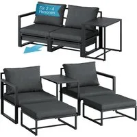 STEELSØN Sitzgruppe Asteri 5-teilig mit Sesseln & Tisch, (schwarz/anthrazit), inkl. Sitzpolster, Gartenmöbel-Set Metallgestell, als 2- oder 4-Sitzer