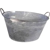 Deko-Impression Pflanzkübel Große Zinkwanne Pflanztopf Zinkbottich Blumentopf 54 cm Grau (1 St)