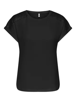 ONLY - ONLAMANDA S/S O-NECK MIX TOP JRS Black - Gr. - S