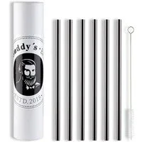 Buddy's Trinkhalme Buddy´s Bar, (Set), wiederverwendbar, 6 Strohhalme + Reinigungsbürste, Gunmetal-Look