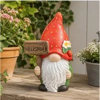 MF Gartenfigur Fragolino Wichtel mit Erdbeerhut aus Keramik für Garten und Dekoration, (1 St)