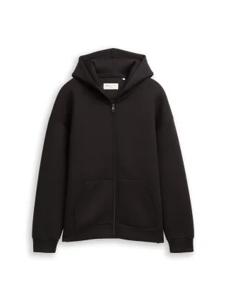 Denim Tom Tailor - Relaxed Fit Hoodie Sweatjacke aus Scuba night watch black - Gr. - XXL