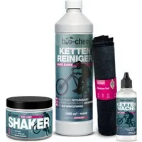 bio-chem Kettenöl Fahrrad Kettenwachs-Set – Reinigen & Wachsen in einem Set, (Set, Kettenreiniger 1 L, Kettenwachs 100 ML, Shaker, Tuch), Komplettset für Wachs-Umstieg, Entfettung, saubere Kettenpflege