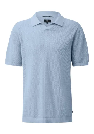 Q/S designed by - Strickpolo aus feinem Strukturstrick blau - Gr. - M