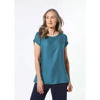 GOLDNER Schlupfbluse Elegante Viskosebluse mit Glitzer Glitzerbluse mit U-Boot-Ausschnitt und überschnittenen Schultern
