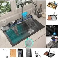 Faizee Home Einbauspüle Einbauspüle Nano Wasserfall Geschirrspülbecken
