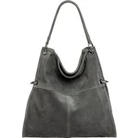 Caspar Schultertasche Große Vintage Damen Leder Handtasche - PREMIUM LINE - Modell No.805, samtig weich, angenehmer Tragekomfort - 100% Wildleder - Made in Italy
