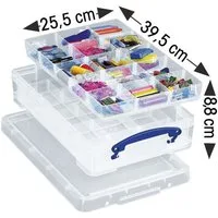 REALLYUSEFULBOX Aufbewahrungsbox, 4 Liter, mit herausnehmbaren Einsätzen