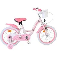 Volare Kinderfahrrad Hello Kitty Mädchen 16 Zoll Rosa mit Korb und Stützrädern, Hello Kitty Design, abnehmbare Stützräder, Handbremse, Luftreifen