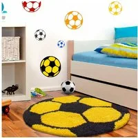Ayyildiz Teppiche Kinderteppich Fun 6001, rund, Höhe: 30 mm, robuster Kurzflor, Fussball, Kinderzimmer