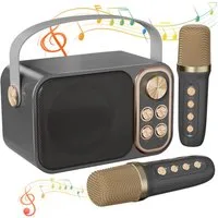 MOPUEA Mikrofon Karaoke Maschine mit 2 Mikrofonen Bluetooth-Lautsprecher (Mini Karaoke Anlage mit 7 Stimmeffekten), Perfekt für Partys und Geburtstage