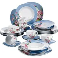 MALACASA Geschirr-Set 30tlg Geschirrset HANNAH für 6, Grauweiß Porzellan Kombiservice (30-tlg), 6 Personen, Porzellan