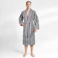 HAMMETEX Herrenbademantel hergestellt aus 100% Baumwolle – 380 g/m² Frottee, mit Taschen, Langform, Baumwolle, Schalkragen, Gürtel, saugfähig & Weich