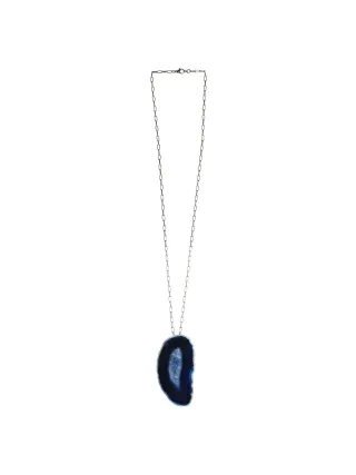 Steuer Modeschmuck Anhänger mit Kette Achat-Anhänger blau oval
