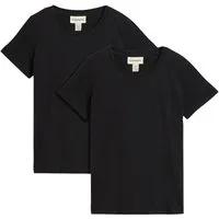 bonprix T-Shirt (Packung, 2-tlg) lockere Passform, Kurzarm, Rundhalsausschnitt, aus Baumwolle