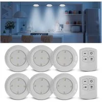 EAXUS LED Unterbauleuchte LED Lampe Batteriebetrieben mit Fernbedienung und Timer, Dimmbar (100%/50% Leuchtkraft), 30 Minuten Timer, LED fest integriert, Neutralweiß, Selbstklebend
