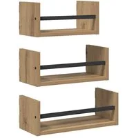 vidaXL Regal Wandregal-Set 3 stk. Artisan-Eiche 40x16x14cm Holzwerkstoff, 3-tlg.