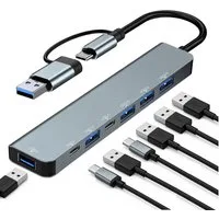 PlugUp Laptop-Dockingstation USB-C Multiport 7 in 1 Adapter mit USB-C & USB 3.0 USB-Port, Universell kompatibel mit macOS, Windows, Linux