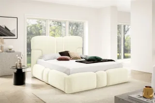 Polsterbett Schlafzimmerbett JORDAN 140x200cm Komplettset in Stoff Doha Creme