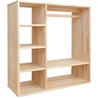 Ehrenkind Kinderkleiderschrank Montessori, Kiefer Natur, hochwertiges & robustes Holz (Kinderregal, Garderobenschrank) Kleiderschrank Kinderzimmer, Kindergarderobe