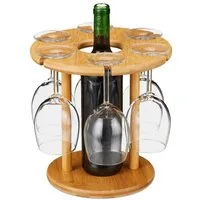 relaxdays Gläserhalter Weinglashalter Bambus für 6 Gläser