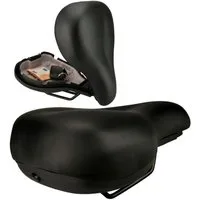 FISCHER Fahrrad Fahrradsattel Fahrrad-Sattel Touren-Sattel mit Ablage-Fach, Fahrrad-Sitz mit Aufbewahrung, für City-Bike Touren-Rad E-Bike